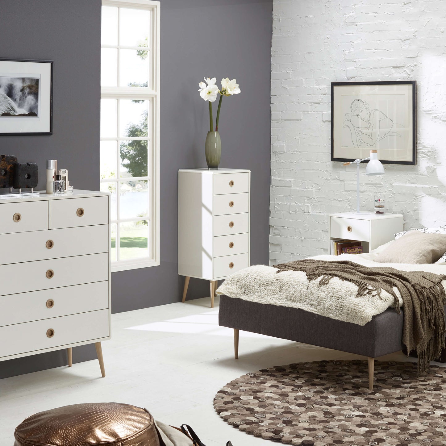 Softline 5 Drawer Narrow Chest Off White ModelBedroom