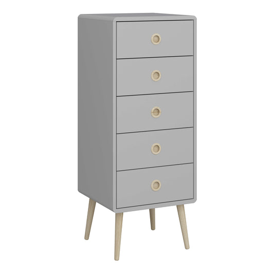 Softline 5 Drawer Narrow Chest Grey ModelBedroom