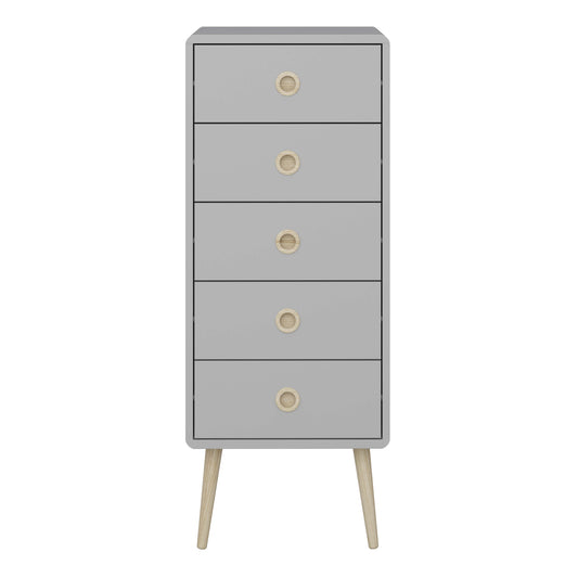 Softline 5 Drawer Narrow Chest Grey ModelBedroom