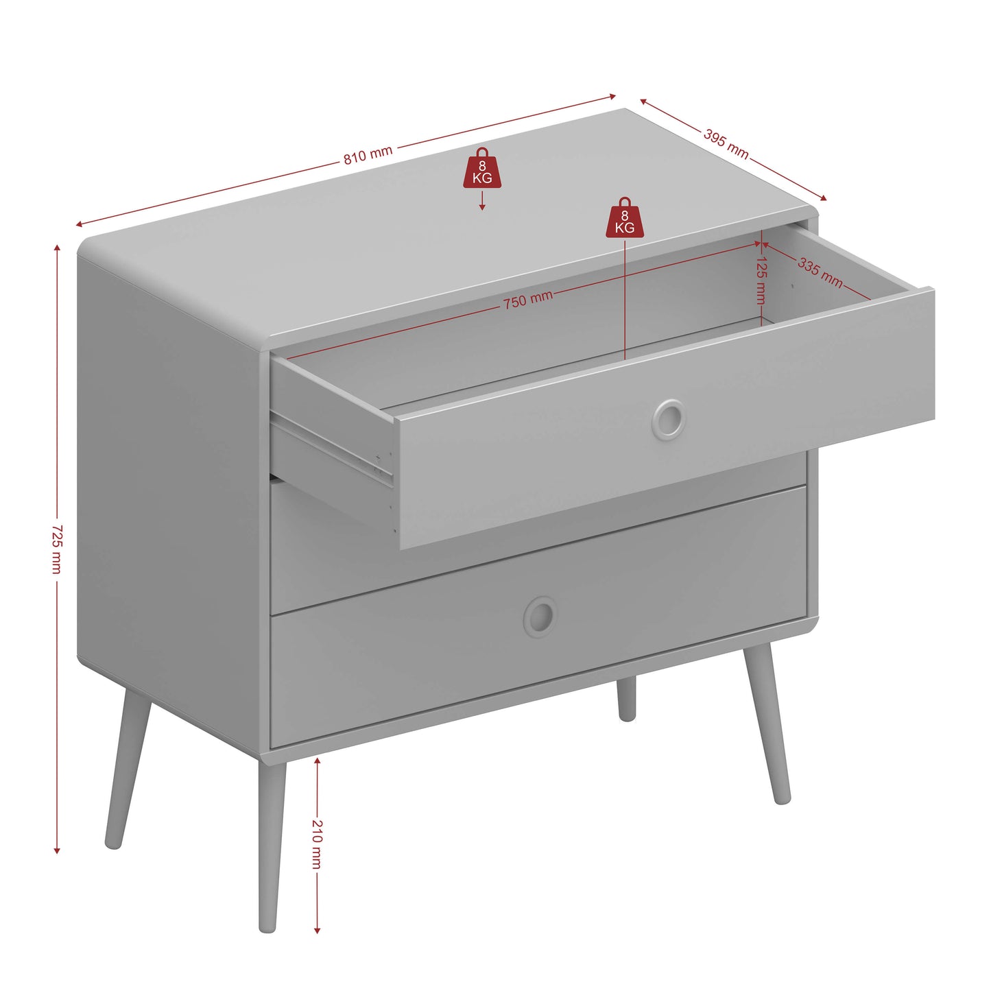 Softline 3 Drawer Wide Chest Off White ModelBedroom