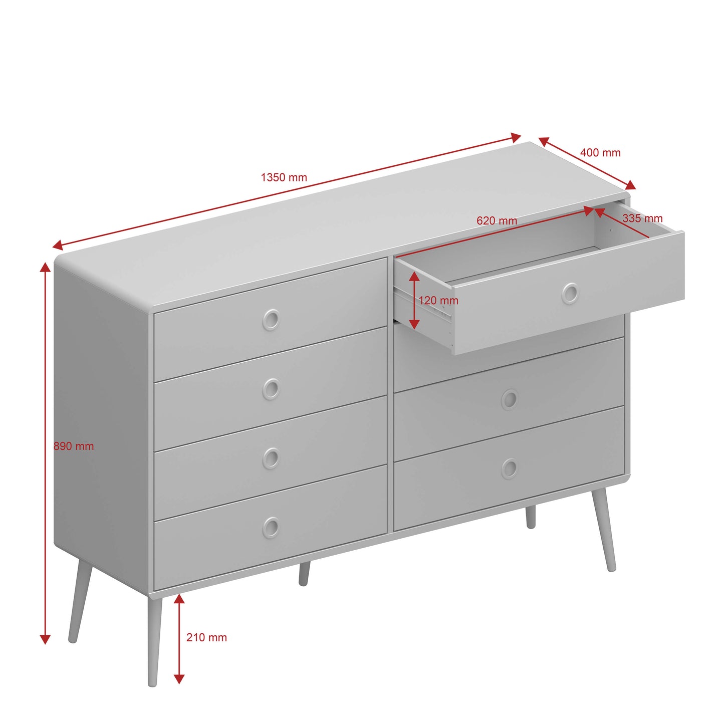 Softline 4 + 4 Wide Chest Grey ModelBedroom