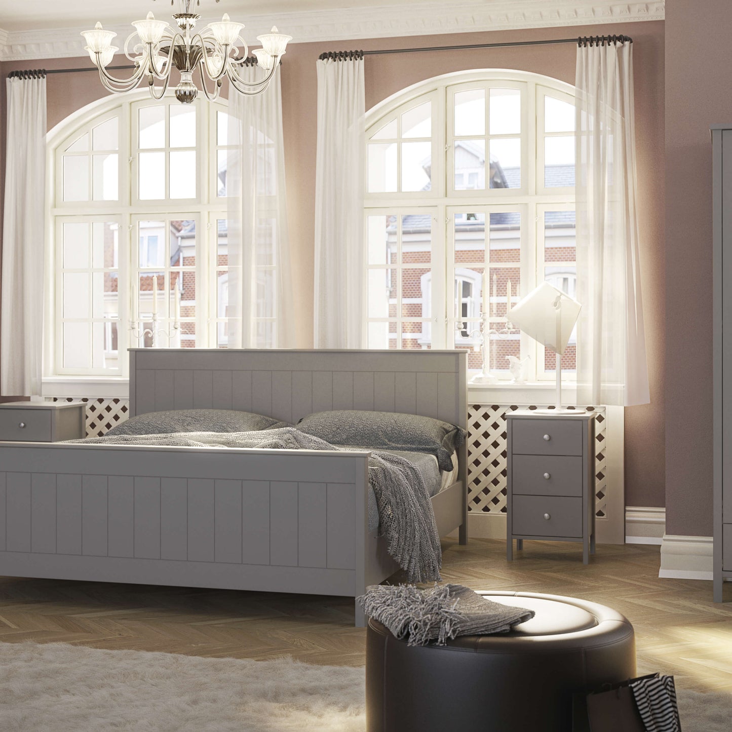 Tromso 3 Drawer Bedside Grey ModelBedroom