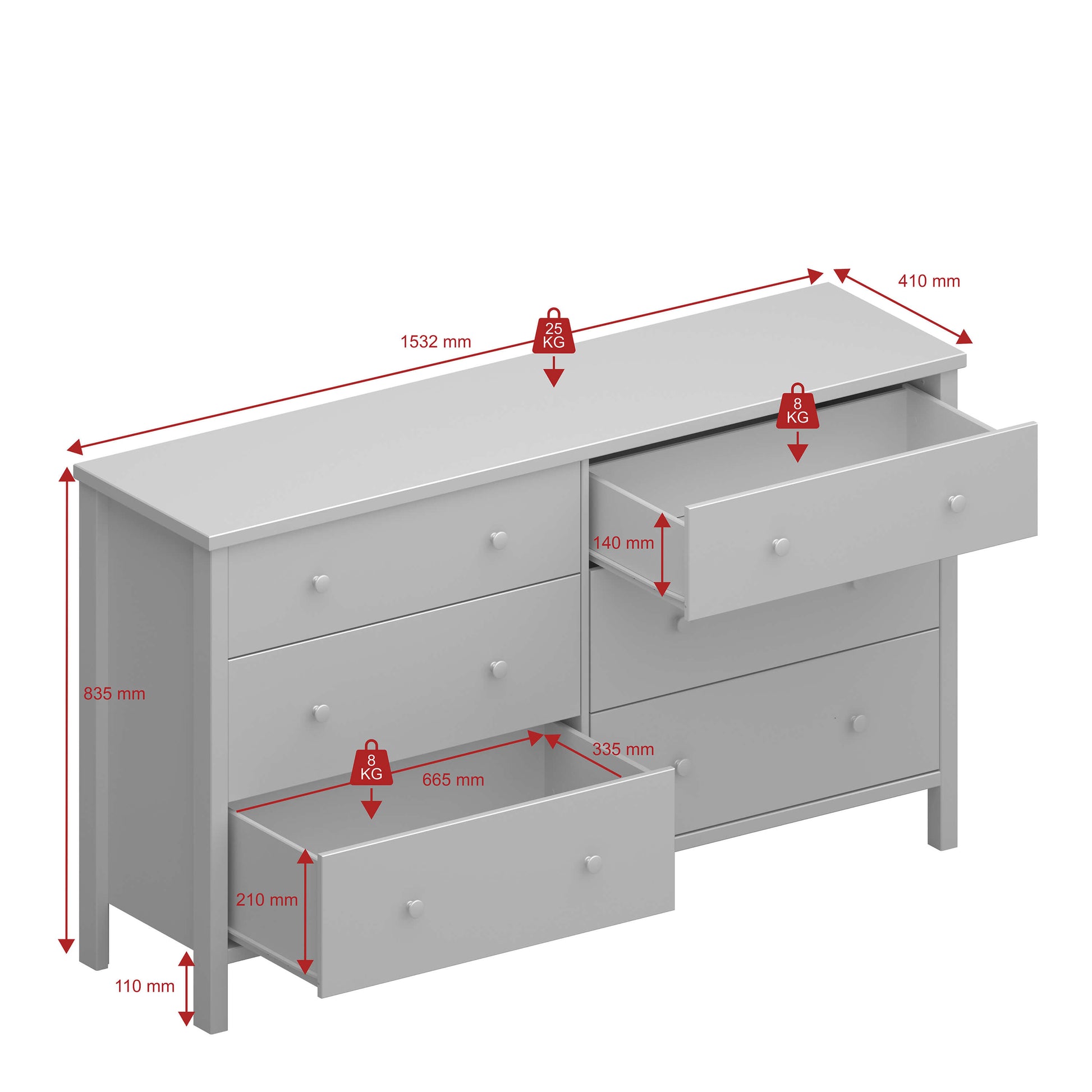 Tromso 3 + 3 Wide Chest - Wide Chest Of Drawers ModelBedroom