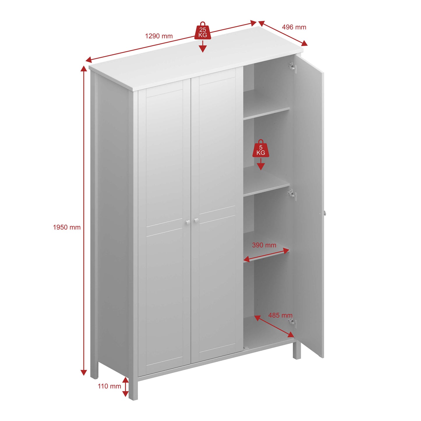 Tromso 3 Door Wardrobe Off White ModelBedroom