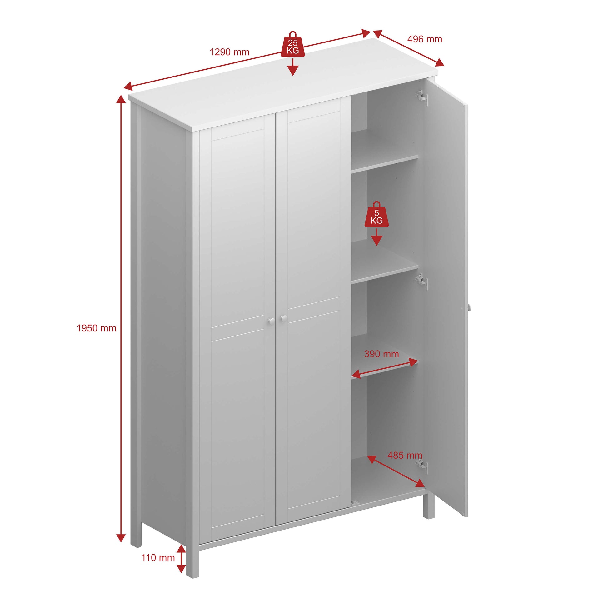 Tromso 3 Door Wardrobe Grey ModelBedroom