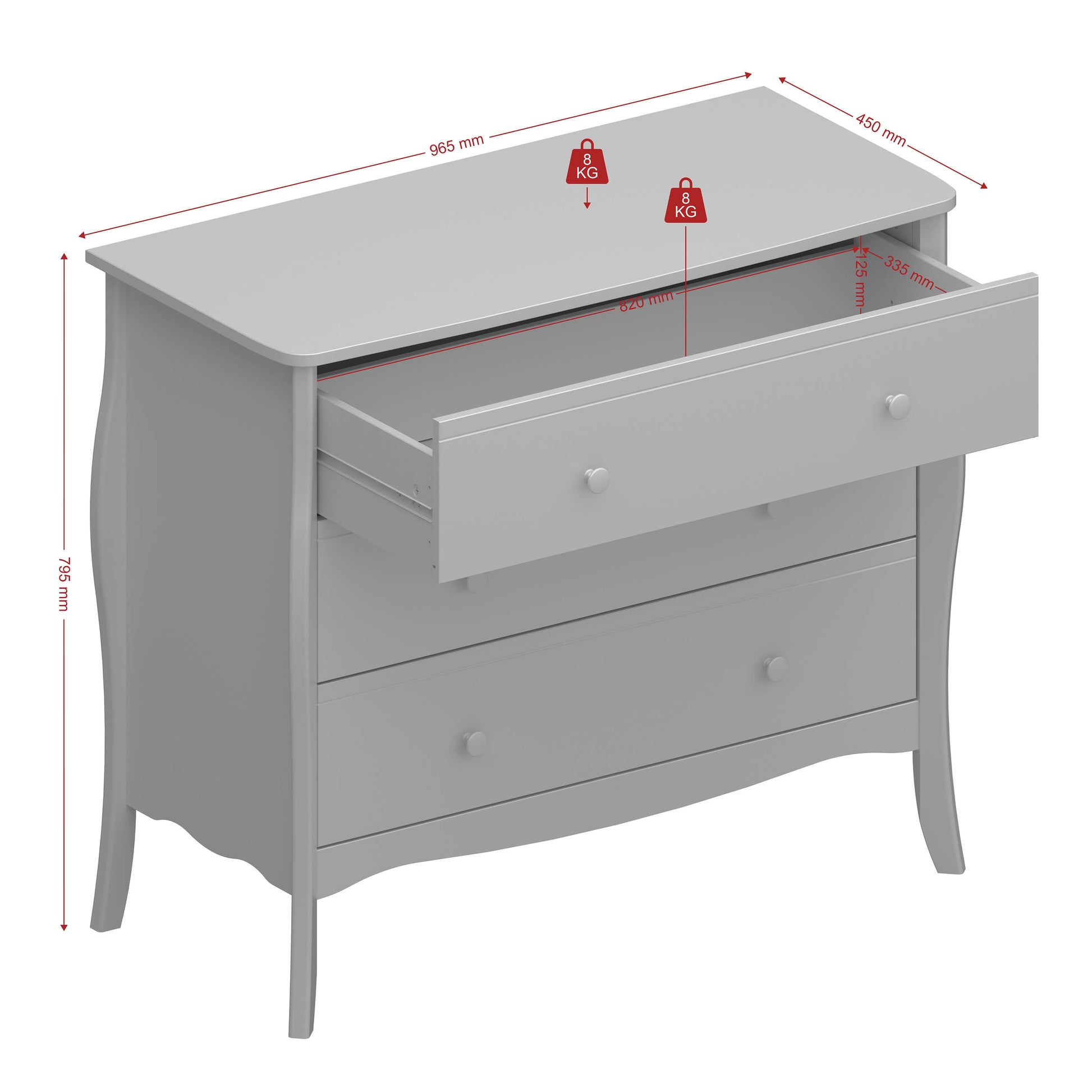 Baroque 3 drawer Wide Chest - 3 Drawer Chest of Drawers ModelBedroom