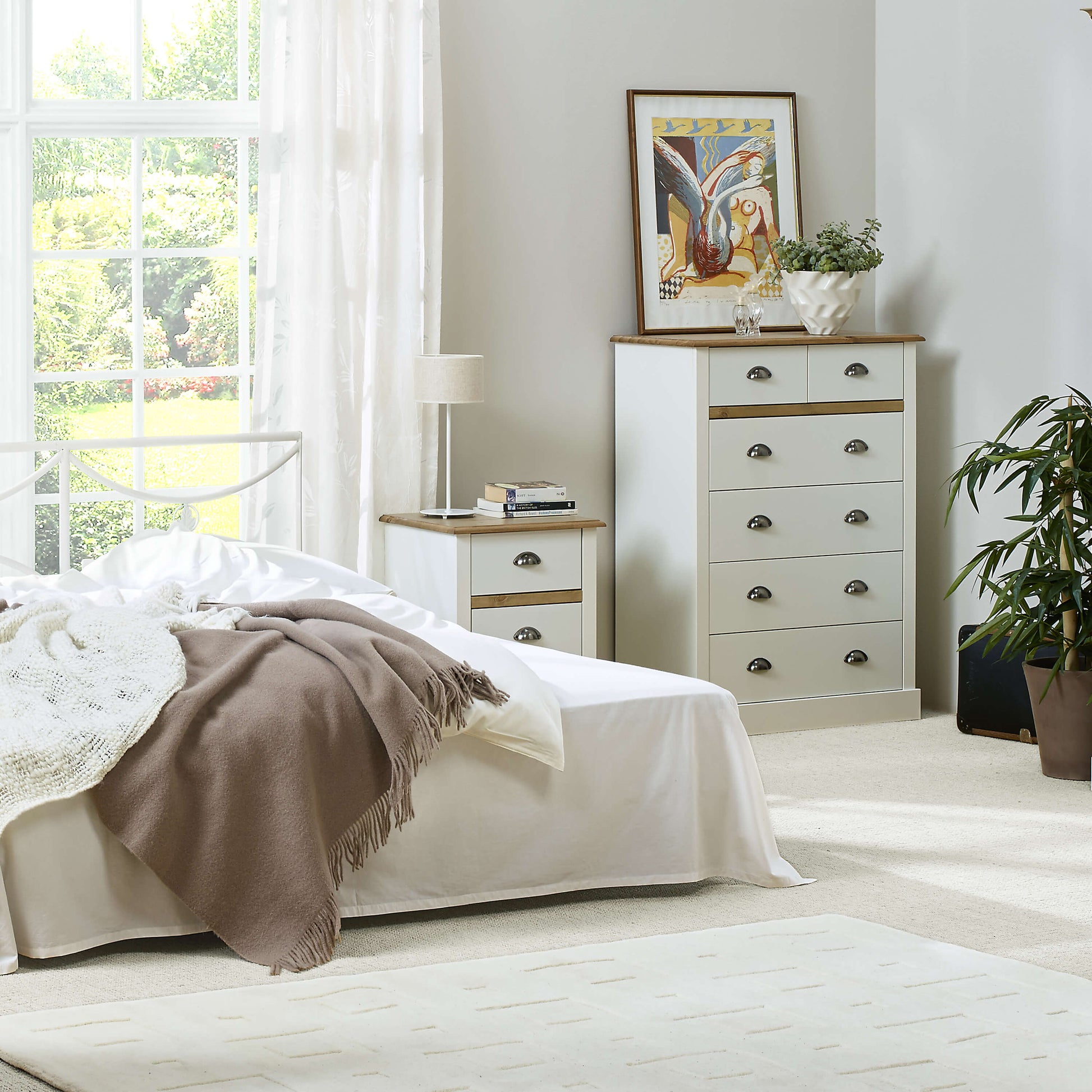 Sandringham Bedside White & Pine ModelBedroom