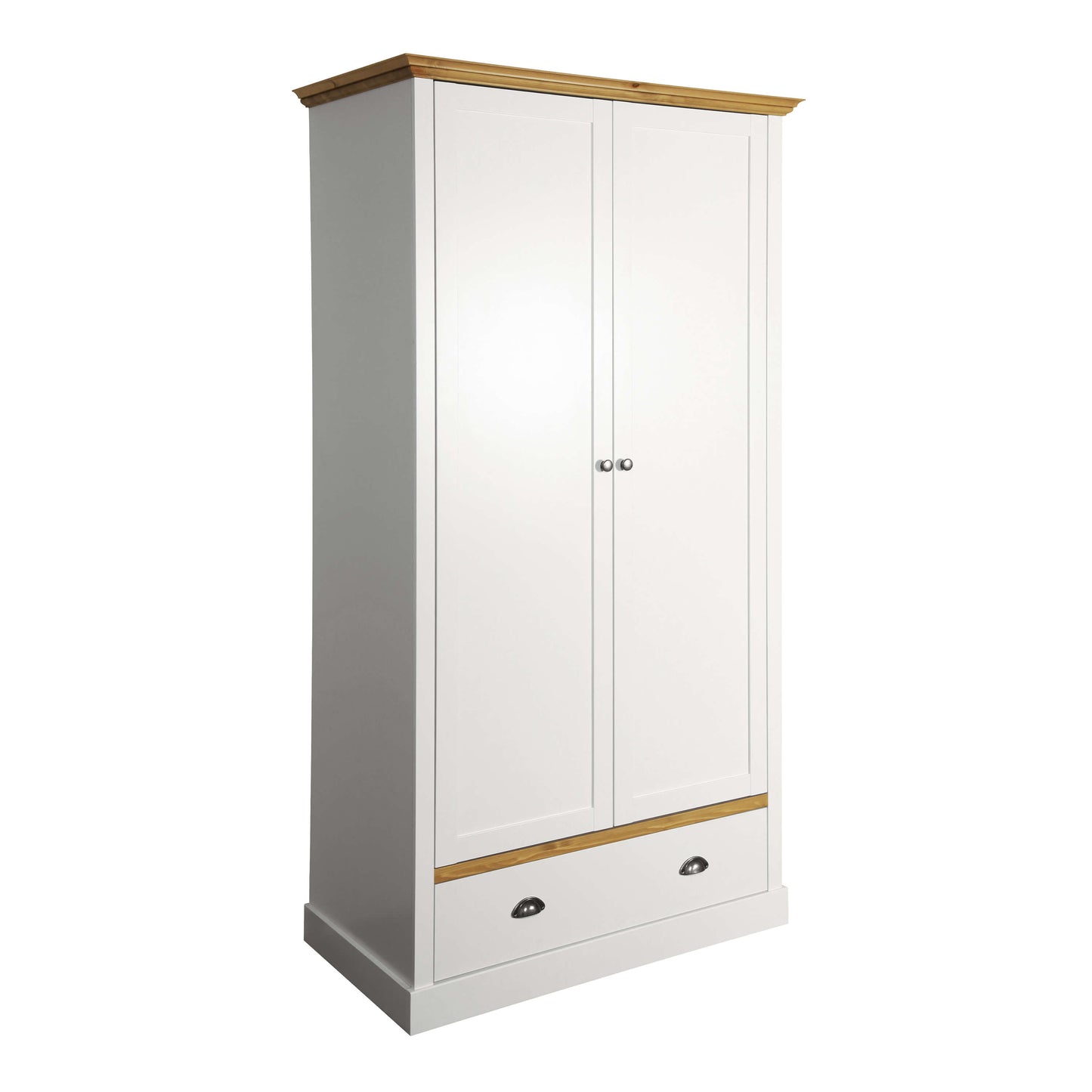 Sandringham 2 door 1 Drawer Wardrobe White & Pine ModelBedroom