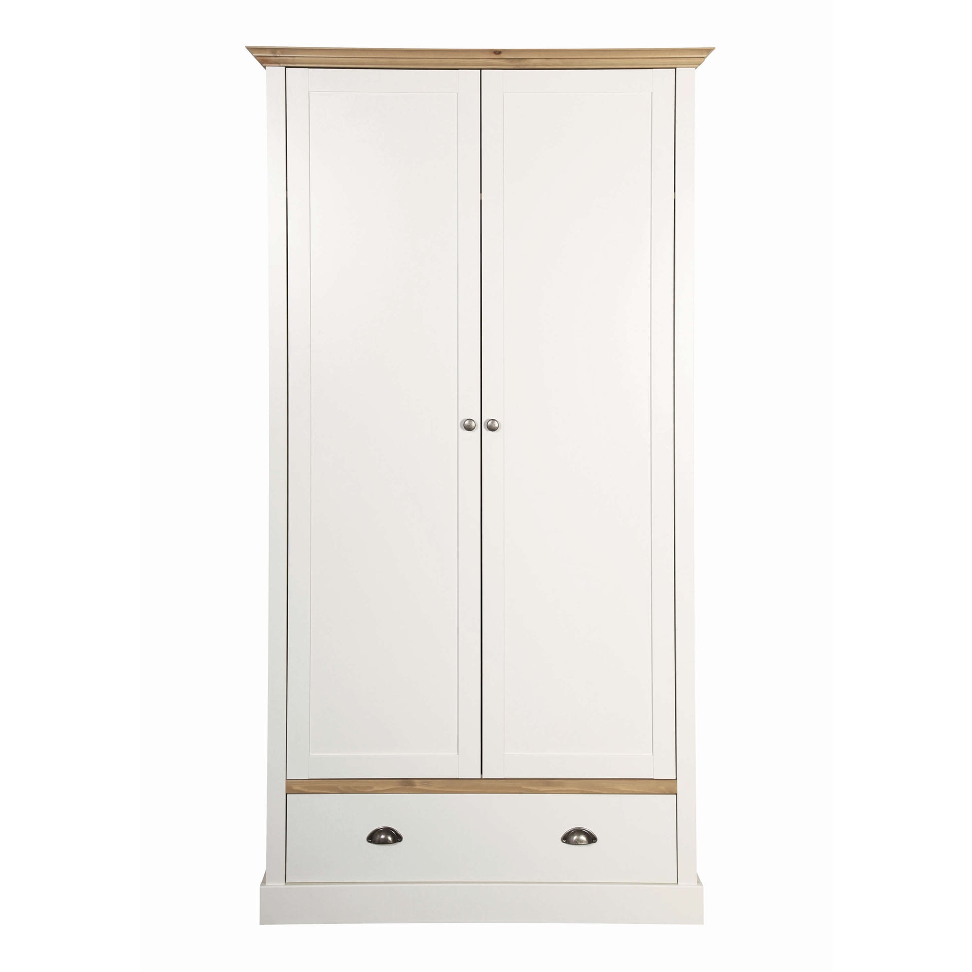Sandringham 2 door 1 Drawer Wardrobe White & Pine ModelBedroom