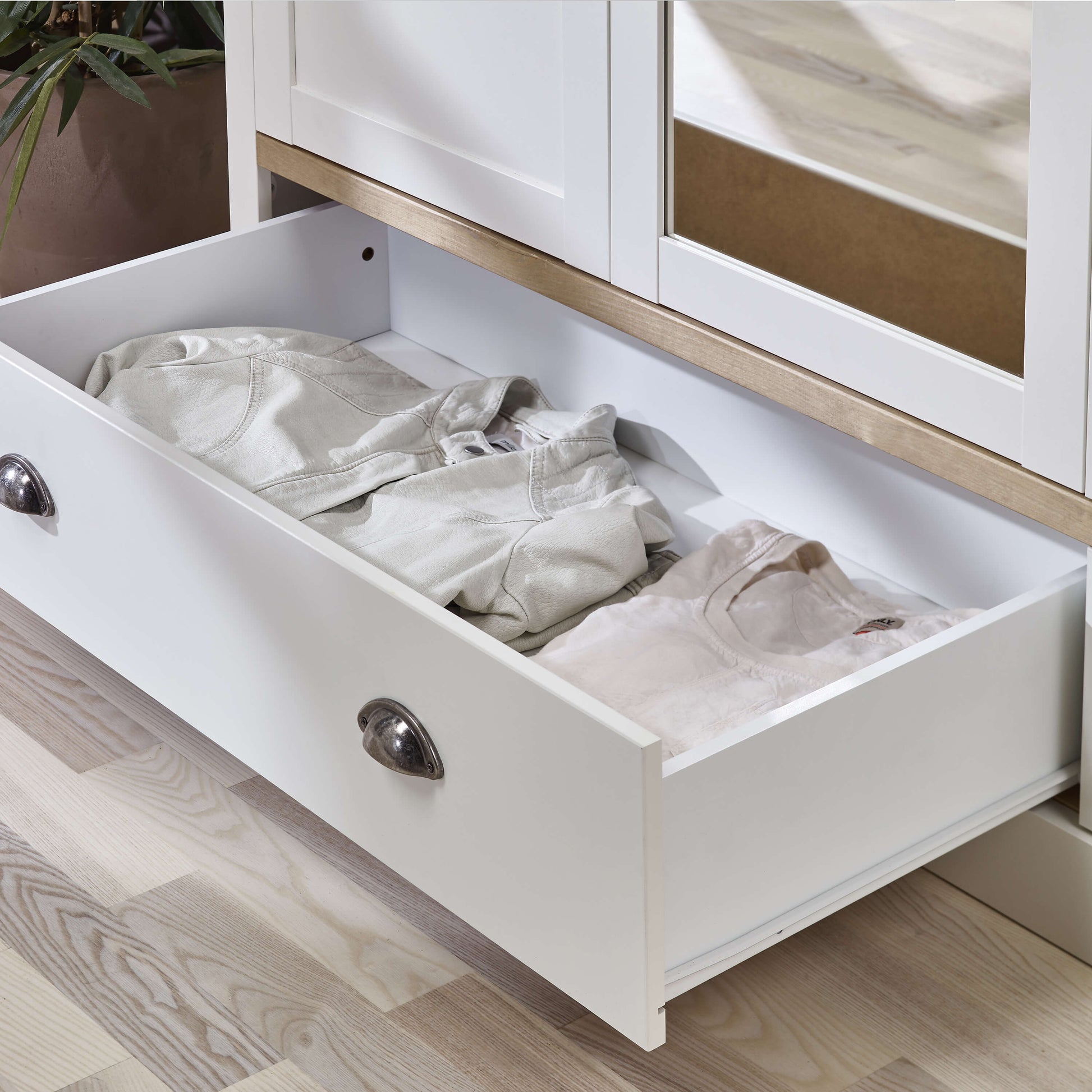 Sandringham 3 Door 2 Drawer Wardrobe White & Pine ModelBedroom