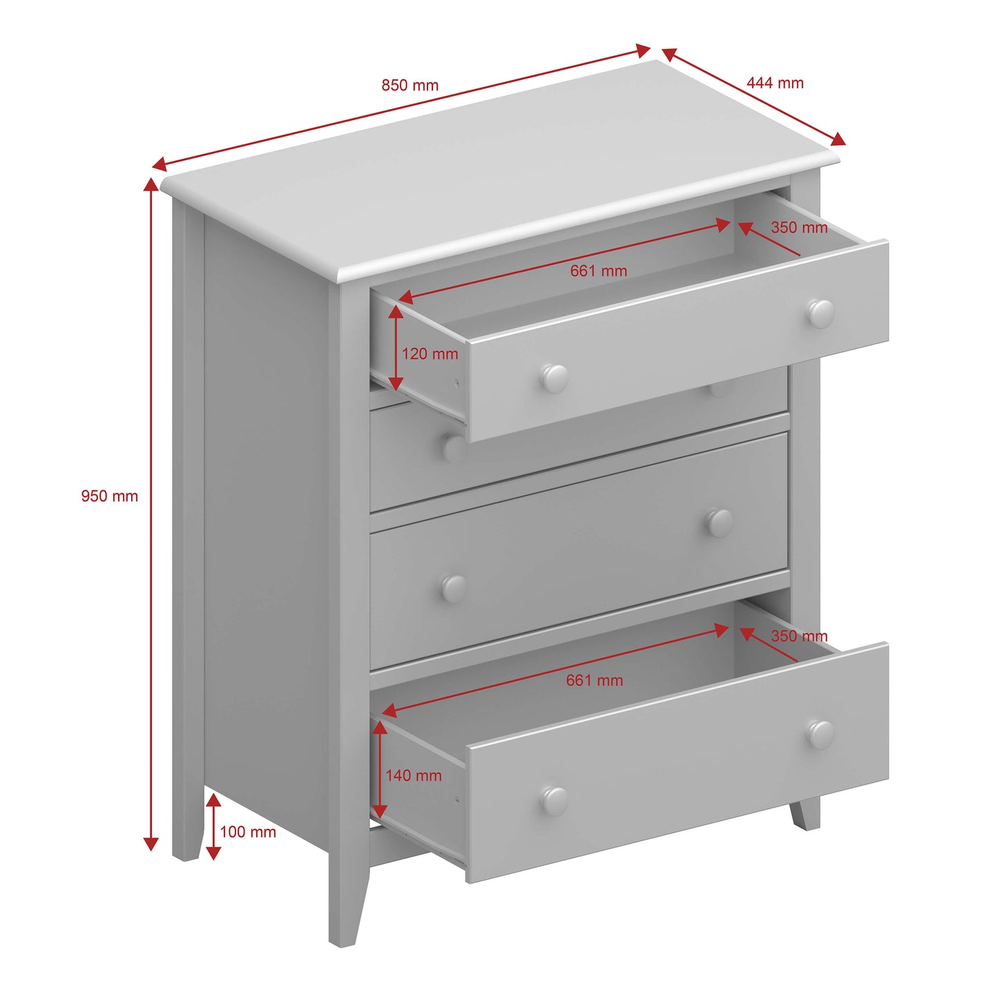 Heston 4 Drawer Chest Pine ModelBedroom