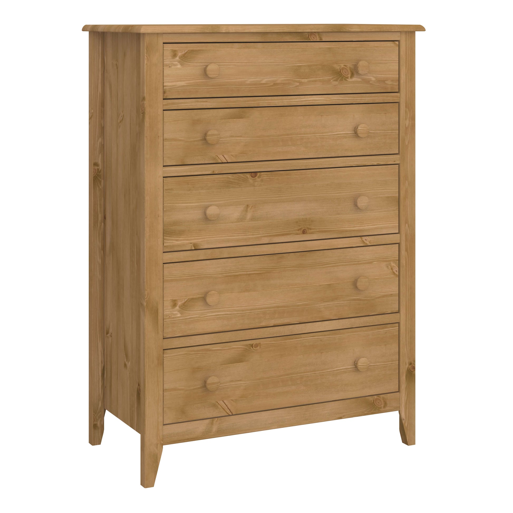 Heston 5 Drawer Chest Pine ModelBedroom