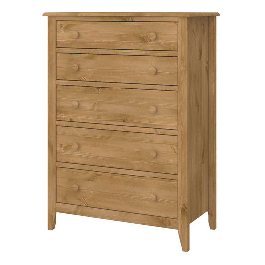 Heston 5 Drawer Chest Pine ModelBedroom