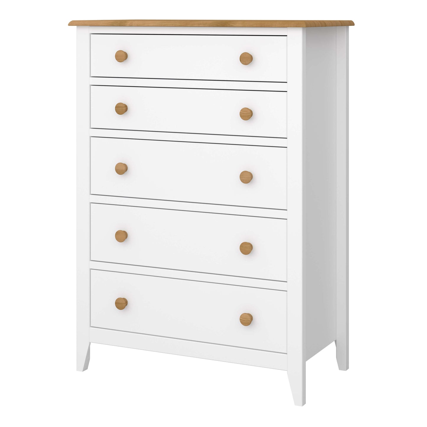 Heston 5 Drawer Chest White & Pine ModelBedroom