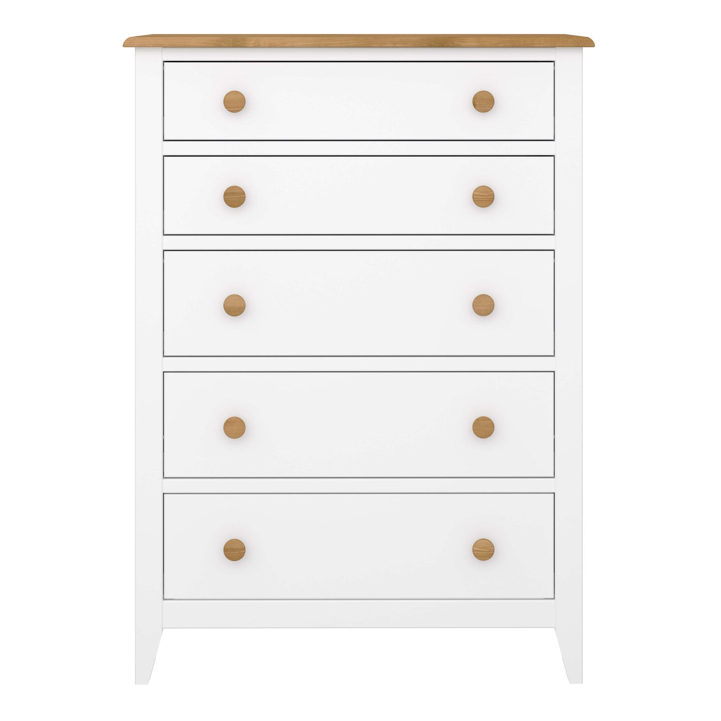 Heston 5 Drawer Chest White & Pine ModelBedroom