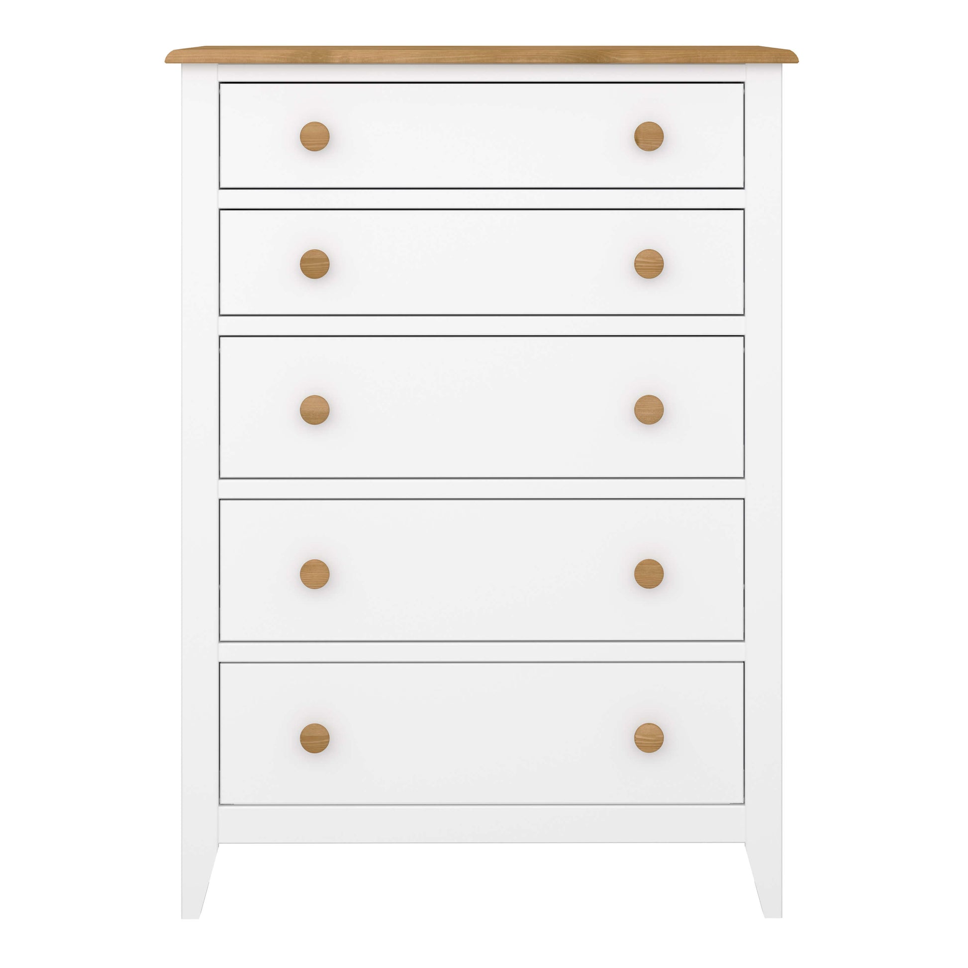 Heston 5 Drawer Chest White & Pine ModelBedroom