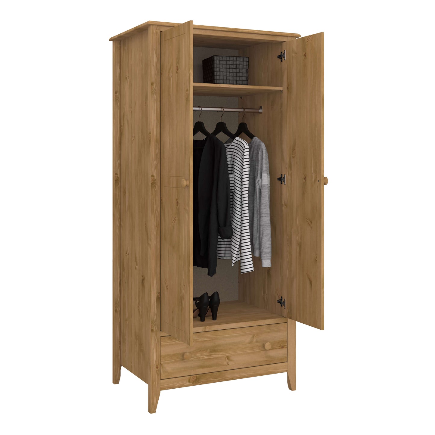 Heston 2 Door Wardrobe Pine ModelBedroom