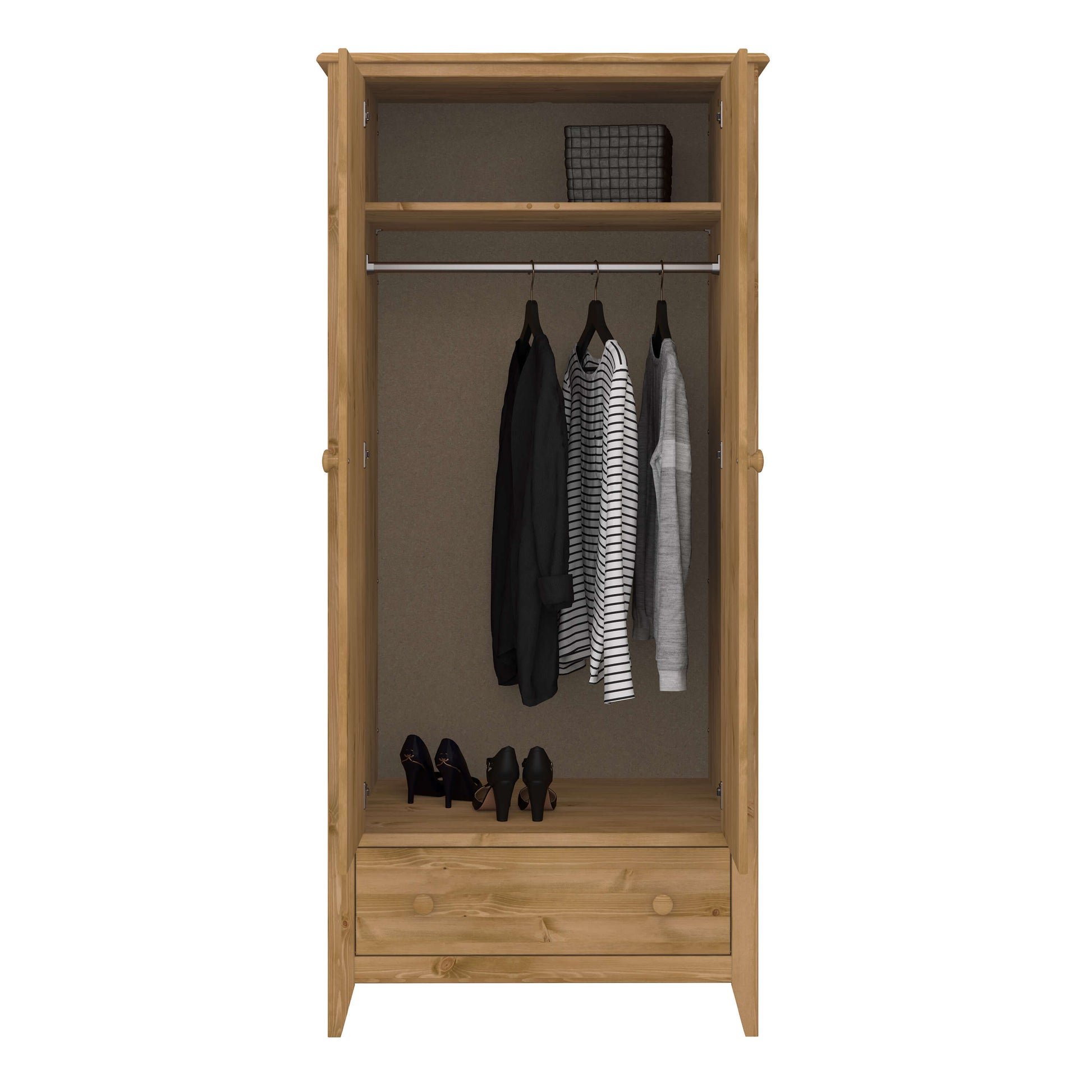 Heston 2 Door Wardrobe Pine ModelBedroom