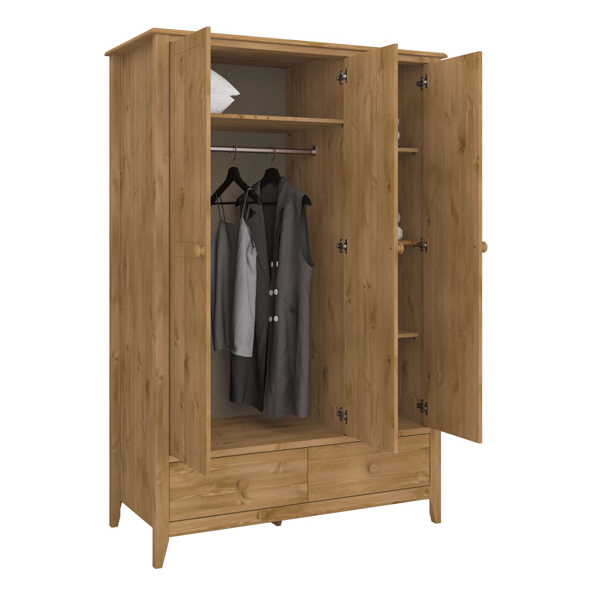 Heston 3 Door Wardrobe Pine ModelBedroom