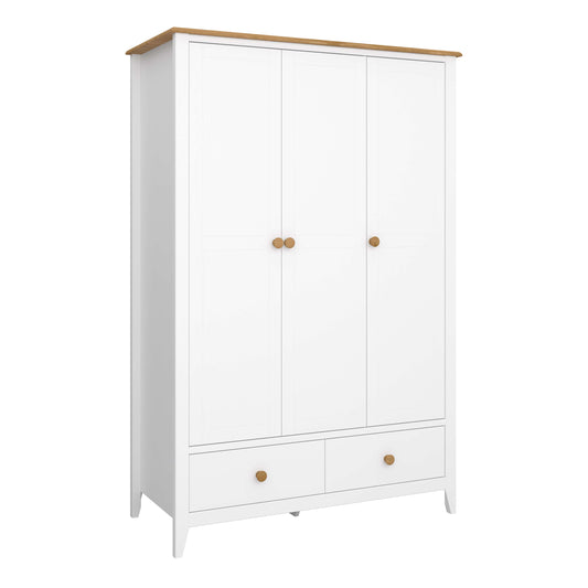 Heston 3 Door Wardrobe White & Pine ModelBedroom