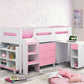 Kimbo Pink Cabin Bed - Girls Cabin Bed - Kids Mid Sleeper ModelBedroom