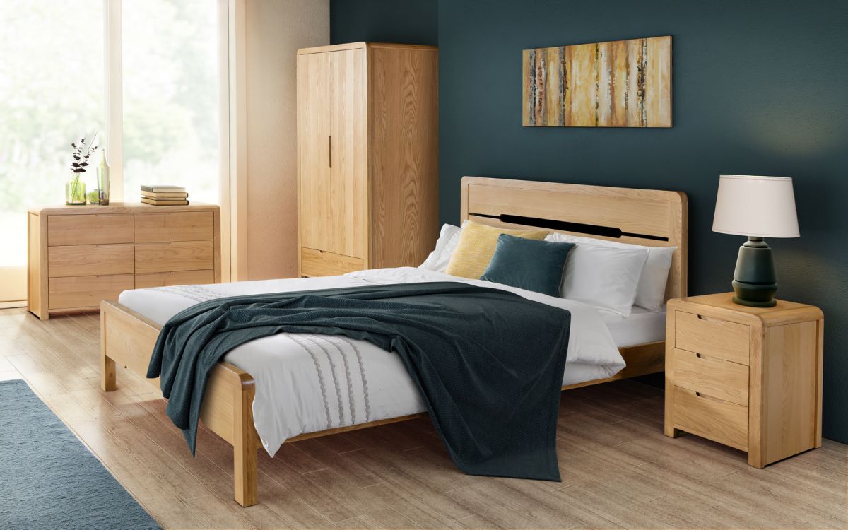 Beautiful Curve Oak Bed - Curve Oak Wooden Bed King Size ModelBedroom