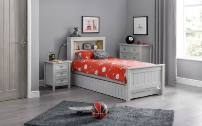 Maine Bookcase Bed Dove Grey - Kids Single Bed ModelBedroom