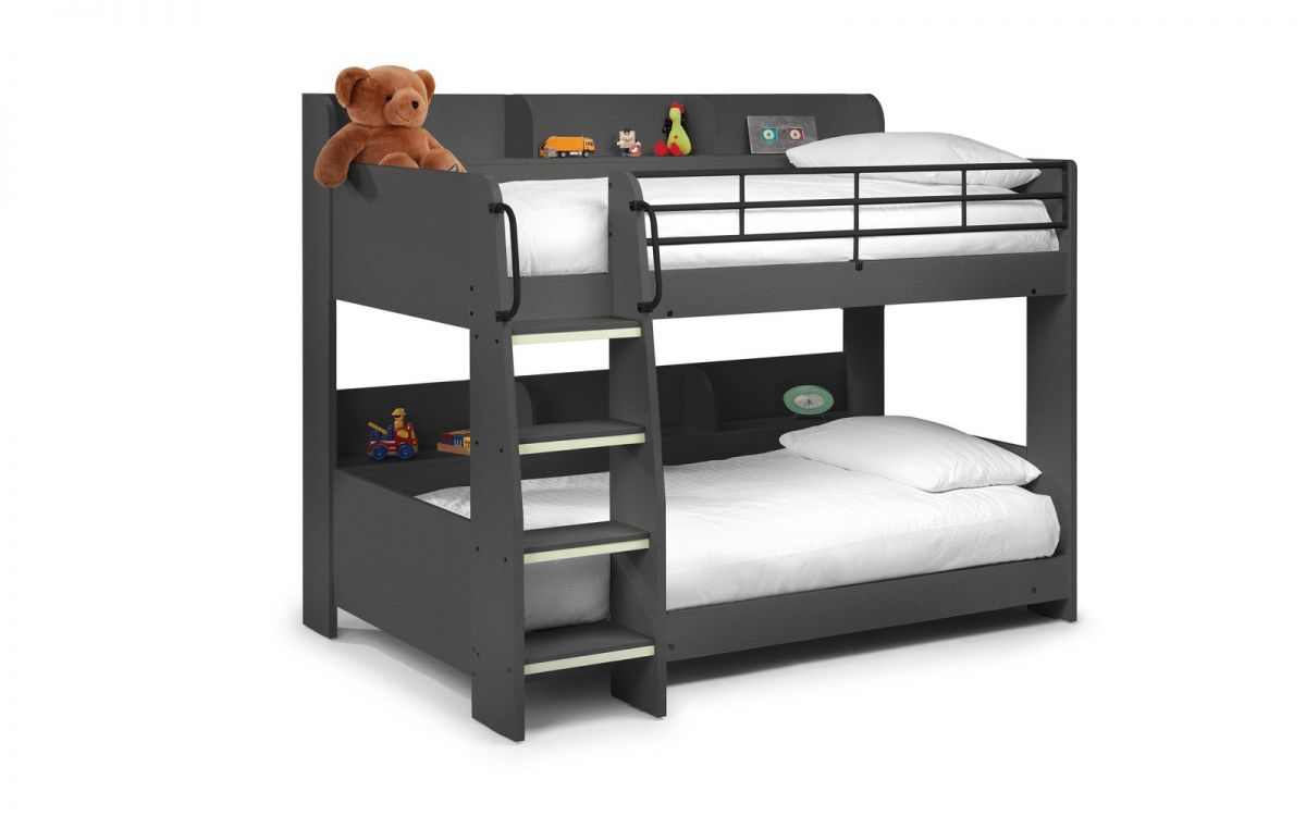 Domino Bunk Bed Anthracite - Wooden Bunk Bed ModelBedroom