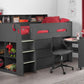 Jupiter Mid Sleeper Anthracite - Kids Mid Sleeper with Storage and Desk ModelBedroom
