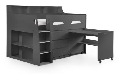 Jupiter Mid Sleeper Anthracite - Kids Mid Sleeper with Storage and Desk ModelBedroom