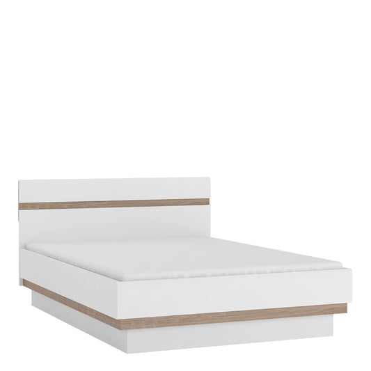 Chelsea 146cm wide Double Bed frame in White with Oak Trim ModelBedroom