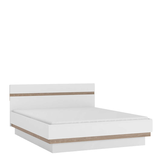 Chelsea 166cm wide King Size Bed frame in White with Oak Trim ModelBedroom