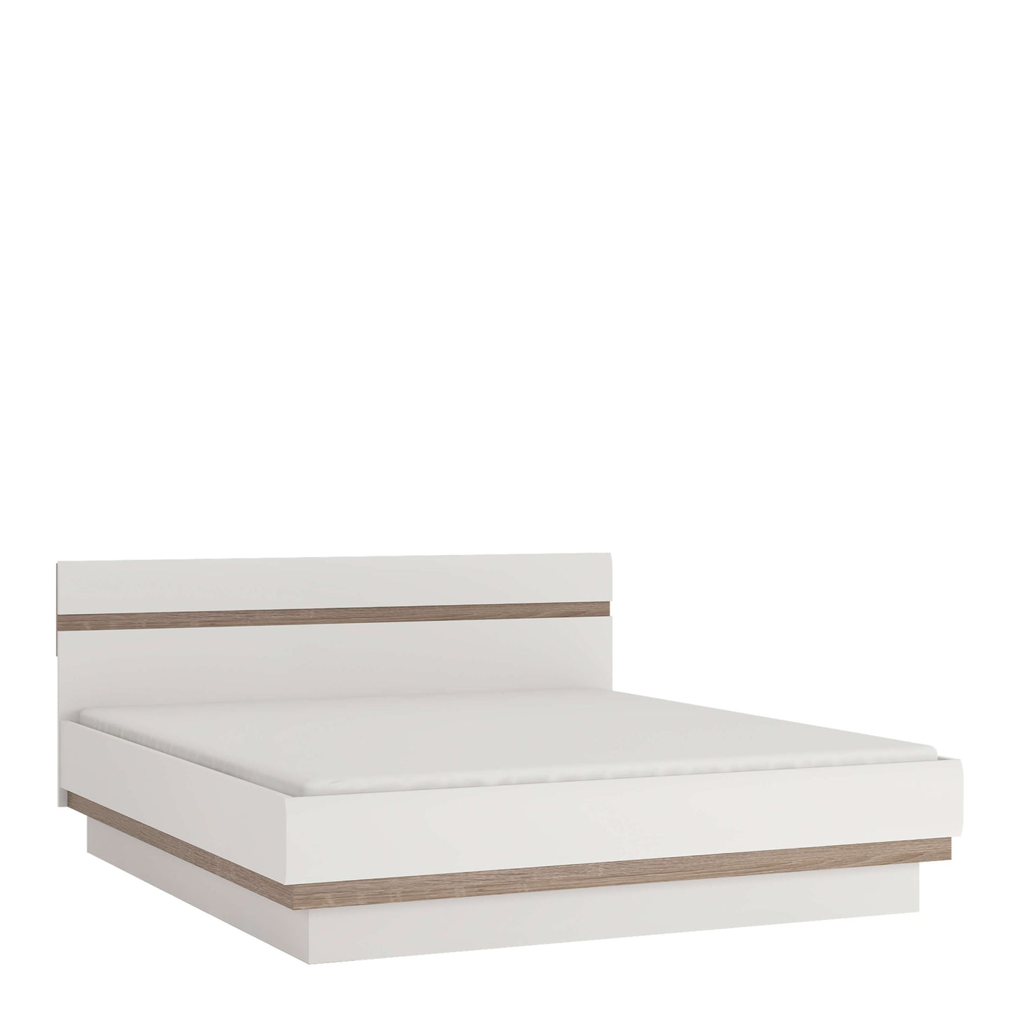 Chelsea 186cm wide Super King Bed frame in White with Oak Trim ModelBedroom