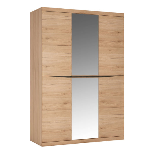 Kensington 3 Door Wardrobe with Centre Mirror door in Oak ModelBedroom