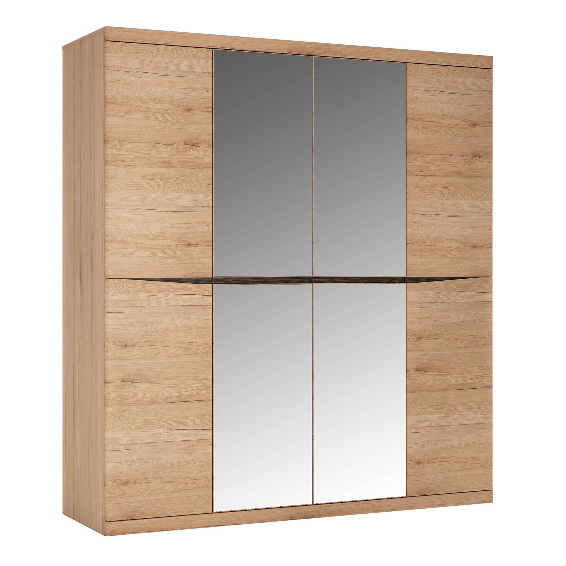 Kensington 4 Door Wardrobe with 2 Mirror doors in Oak ModelBedroom