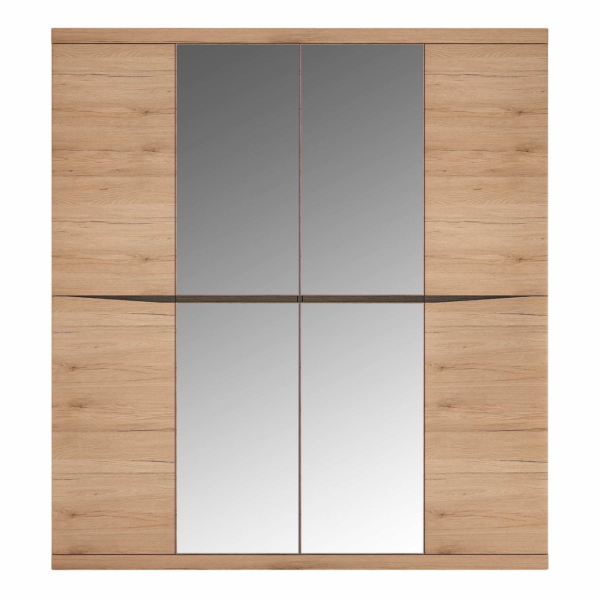 Kensington 4 Door Wardrobe with 2 Mirror doors in Oak ModelBedroom