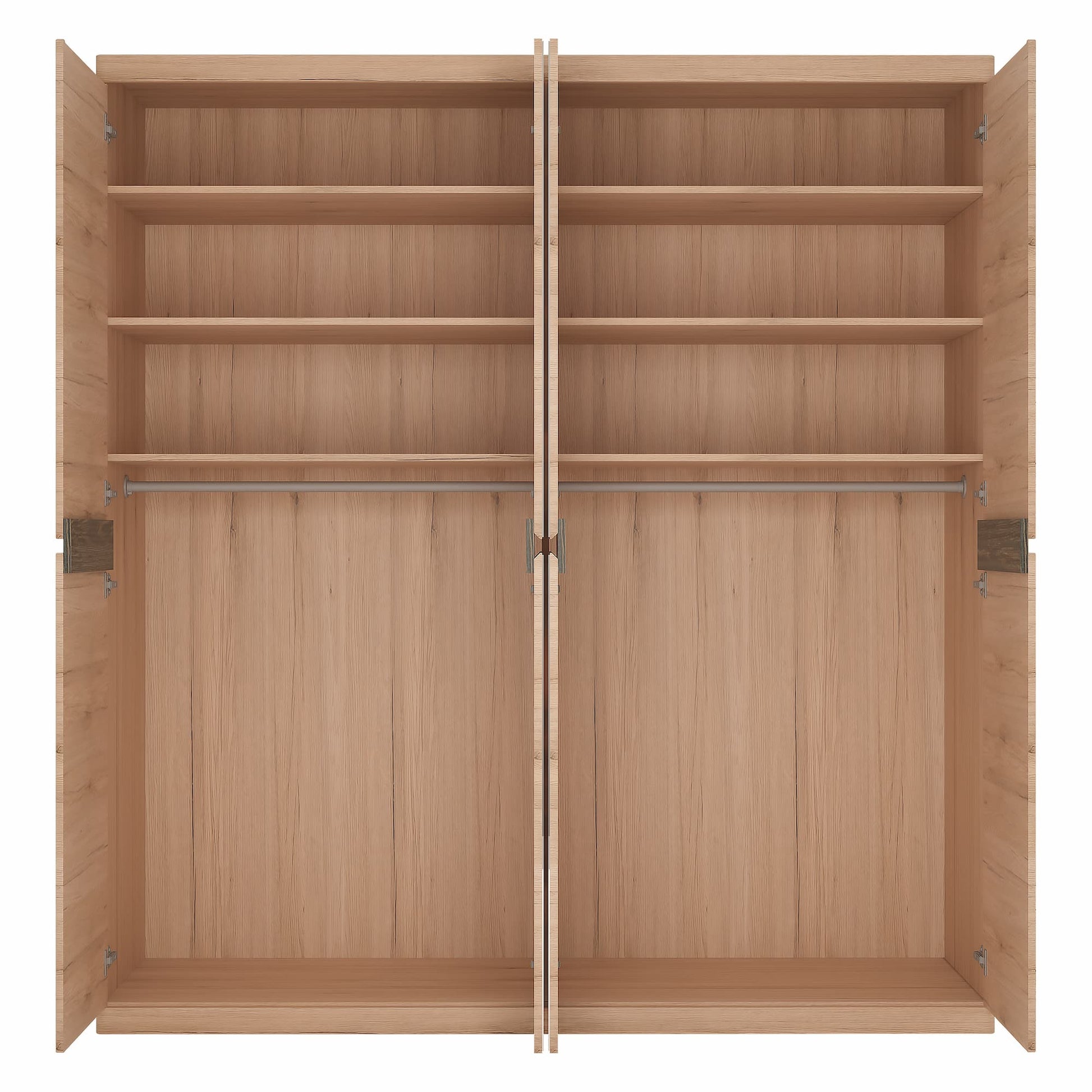 Kensington 4 Door Wardrobe with 2 Mirror doors in Oak ModelBedroom