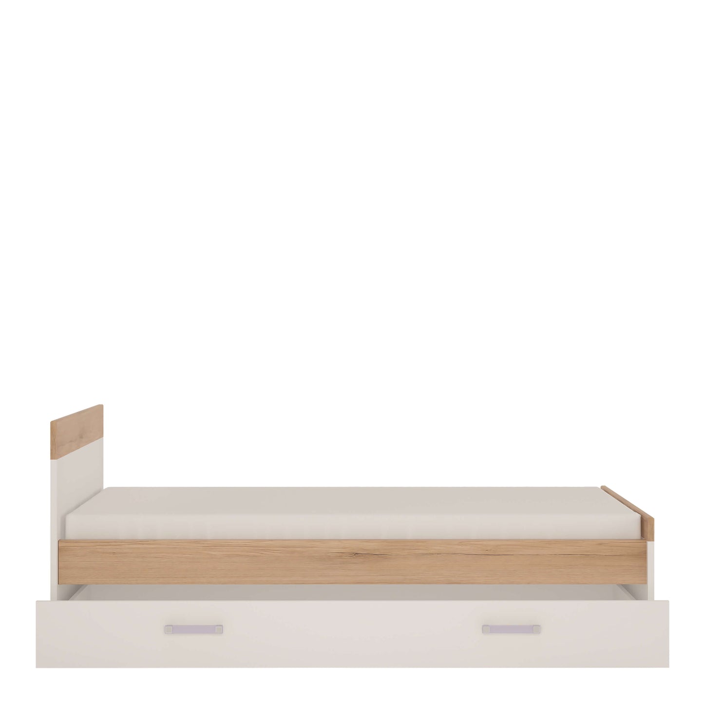 4Kids Single Bed with under Drawer in Light Oak and white High Gloss ModelBedroom