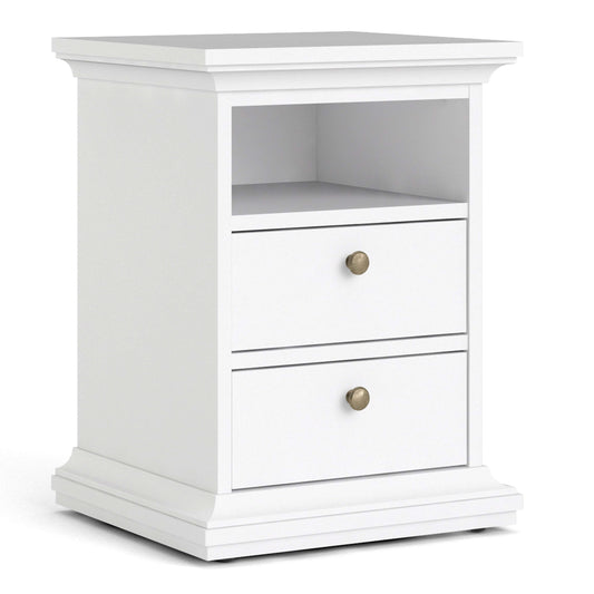 Paris Bedside 2 Drawers in White ModelBedroom