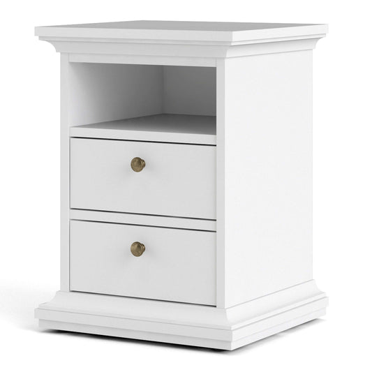 Paris Bedside 2 Drawers in White ModelBedroom