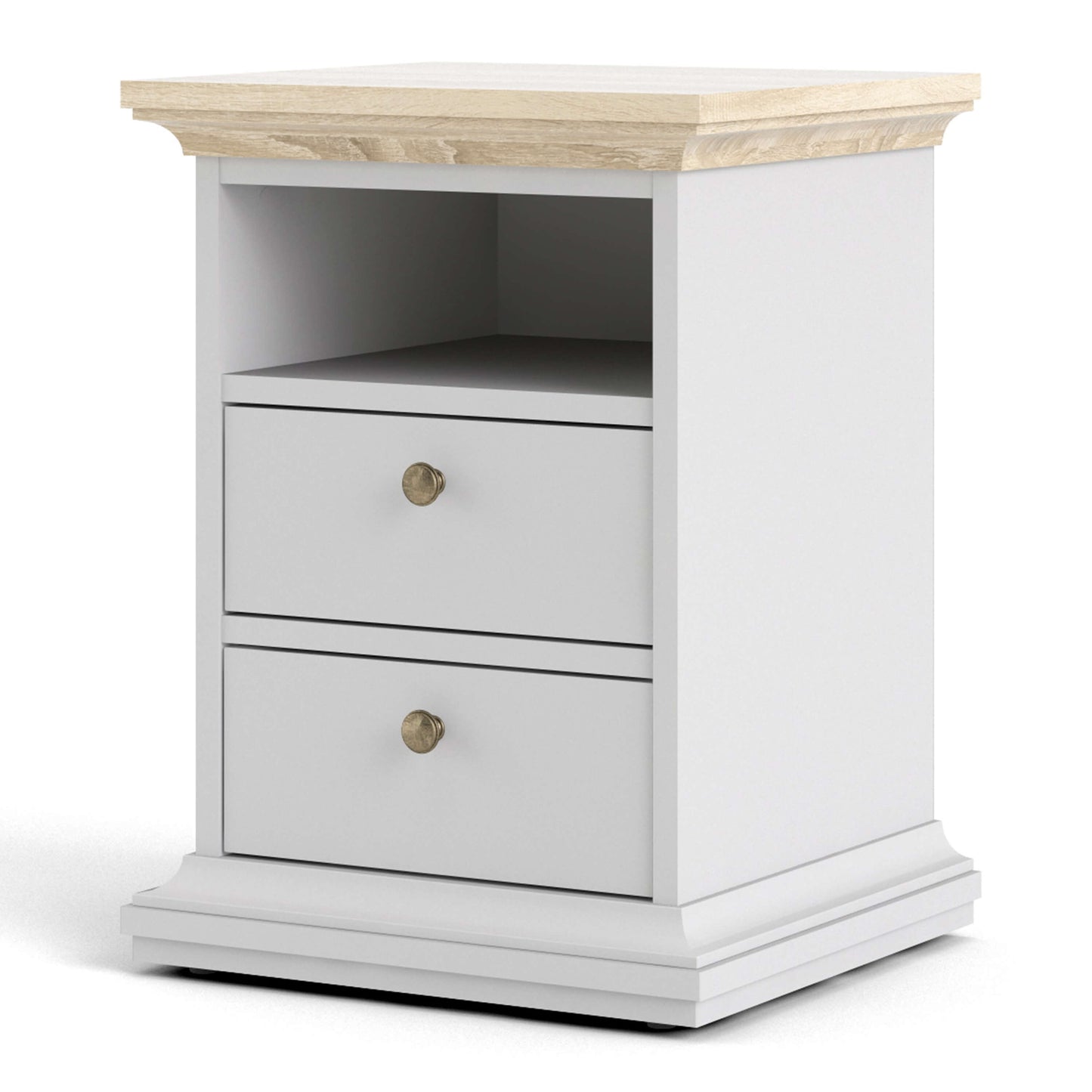 Paris Bedside 2 Drawers in White and Oak ModelBedroom