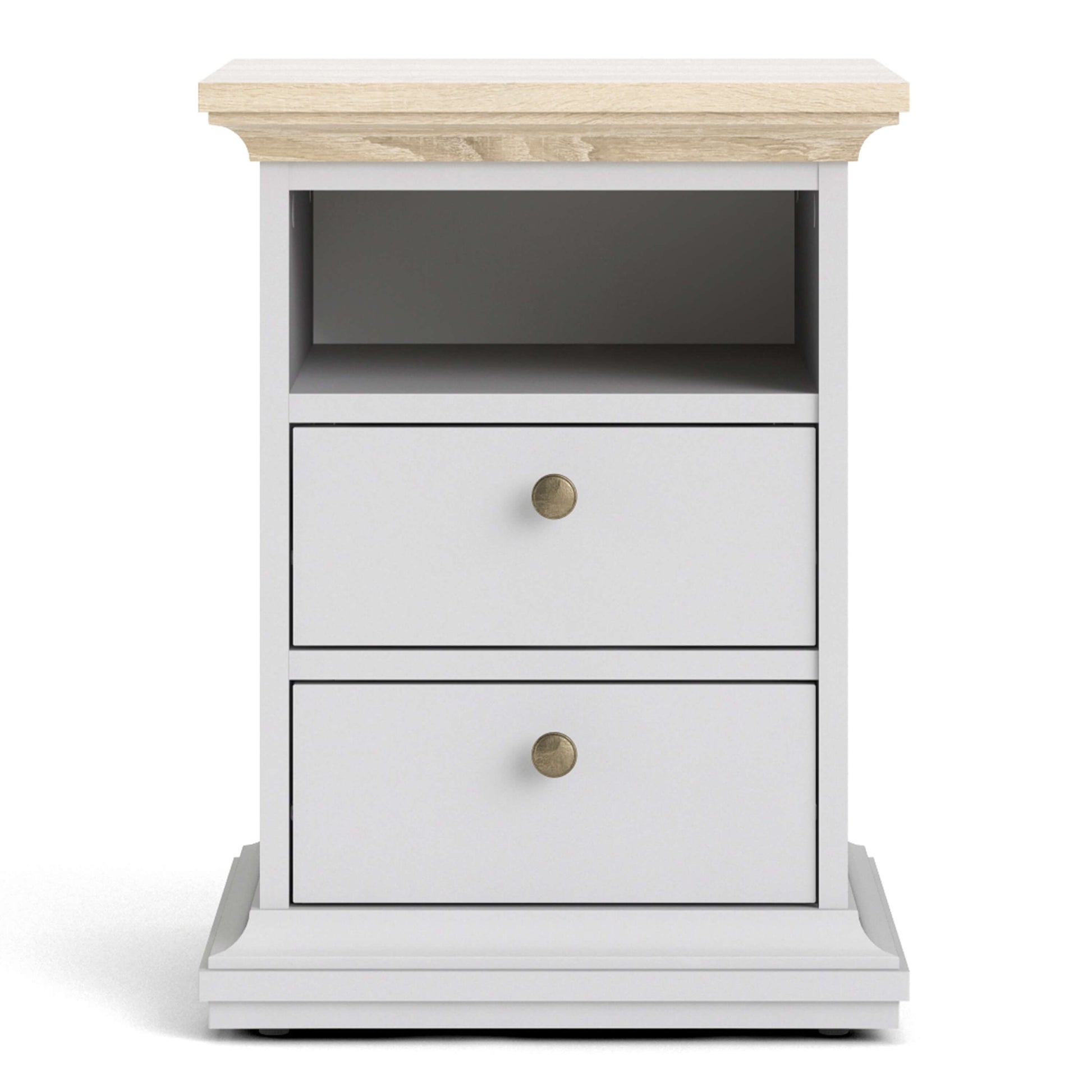 Paris Bedside 2 Drawers in White and Oak ModelBedroom