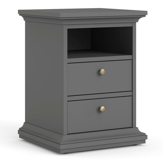 Paris Bedside 2 Drawers in Matt Grey ModelBedroom