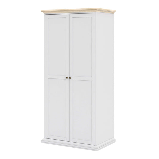 Paris Wardrobe with 2 Doors in White and Oak ModelBedroom