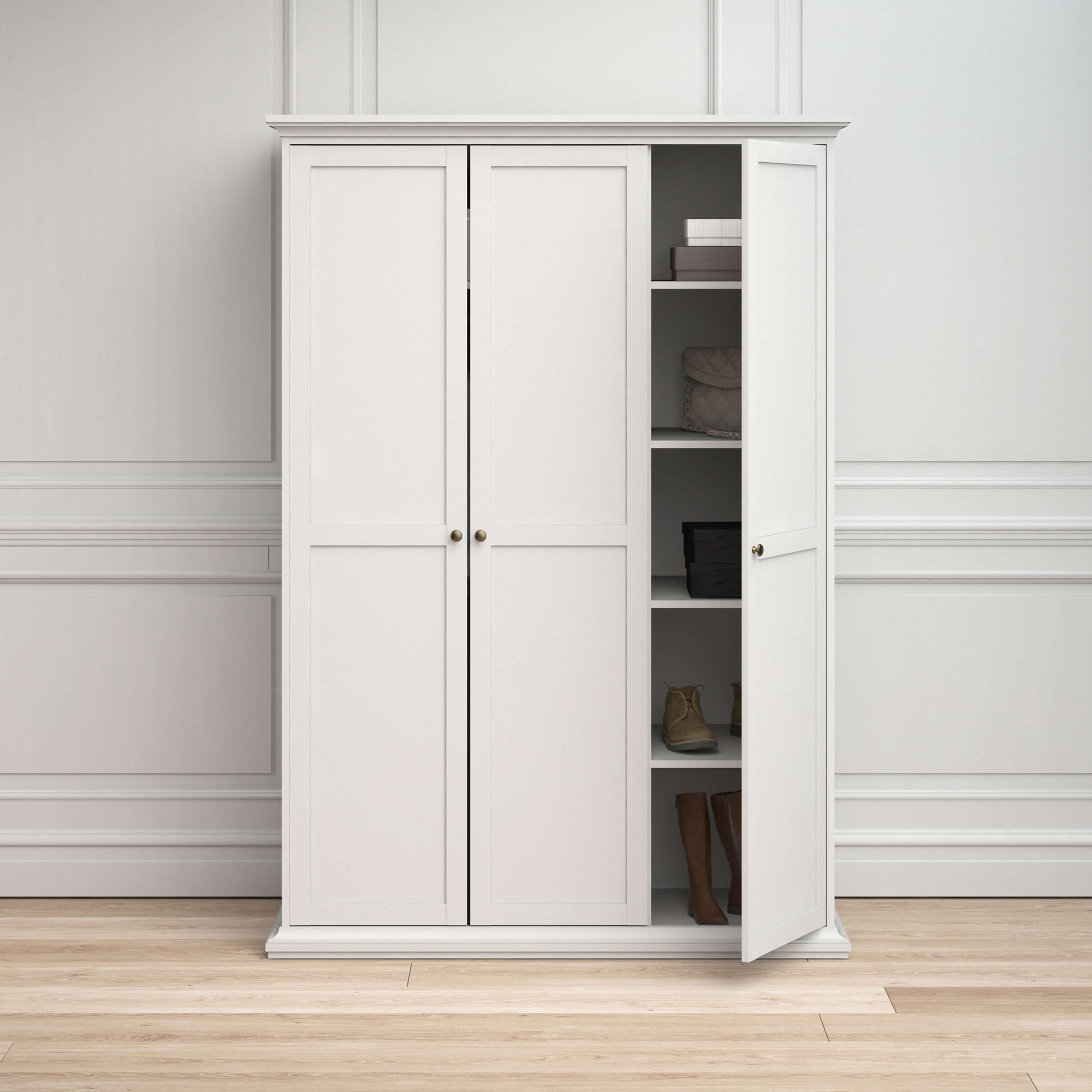 Paris Wardrobe with 3 Doors in White ModelBedroom