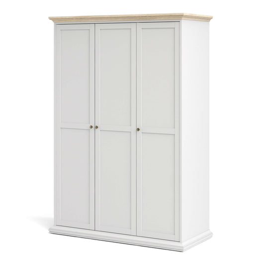 Paris Wardrobe with 3 Doors in White and Oak ModelBedroom