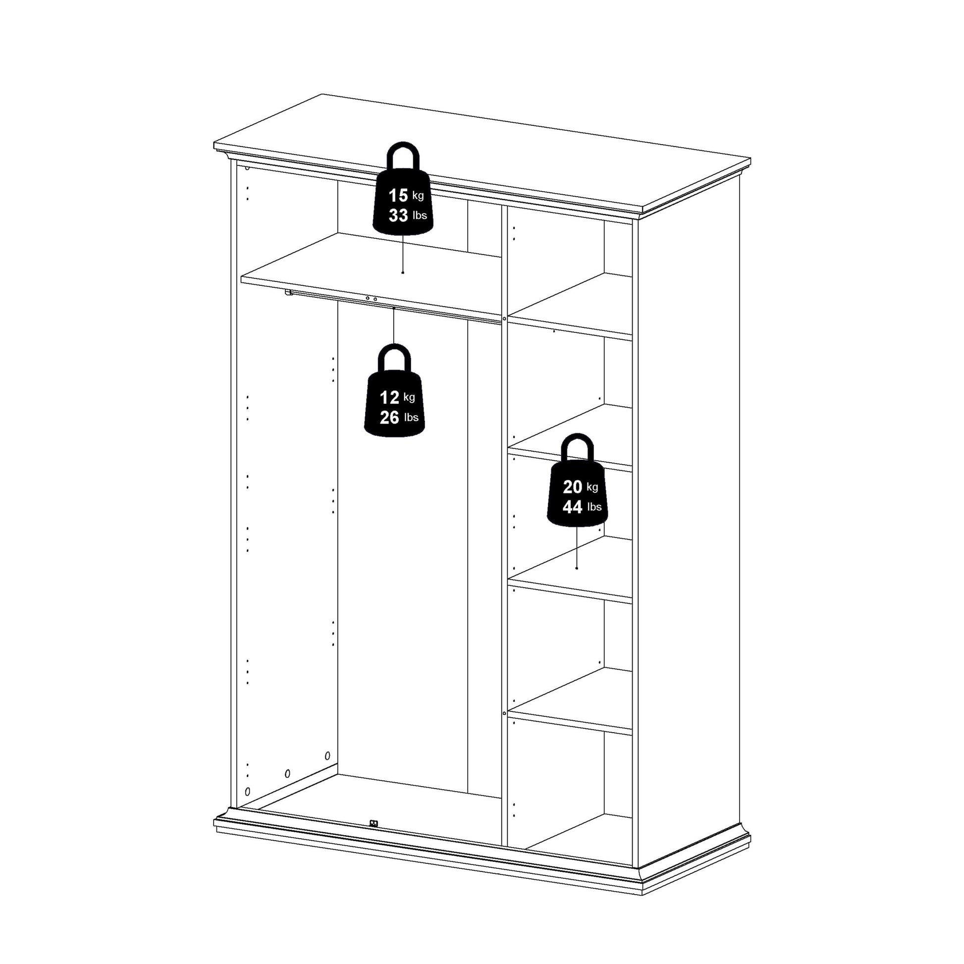 Paris Wardrobe with 3 Doors in White and Oak ModelBedroom