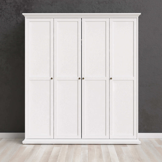 Paris Wardrobe with 4 Doors in White - 4 Door Wardrobe ModelBedroom