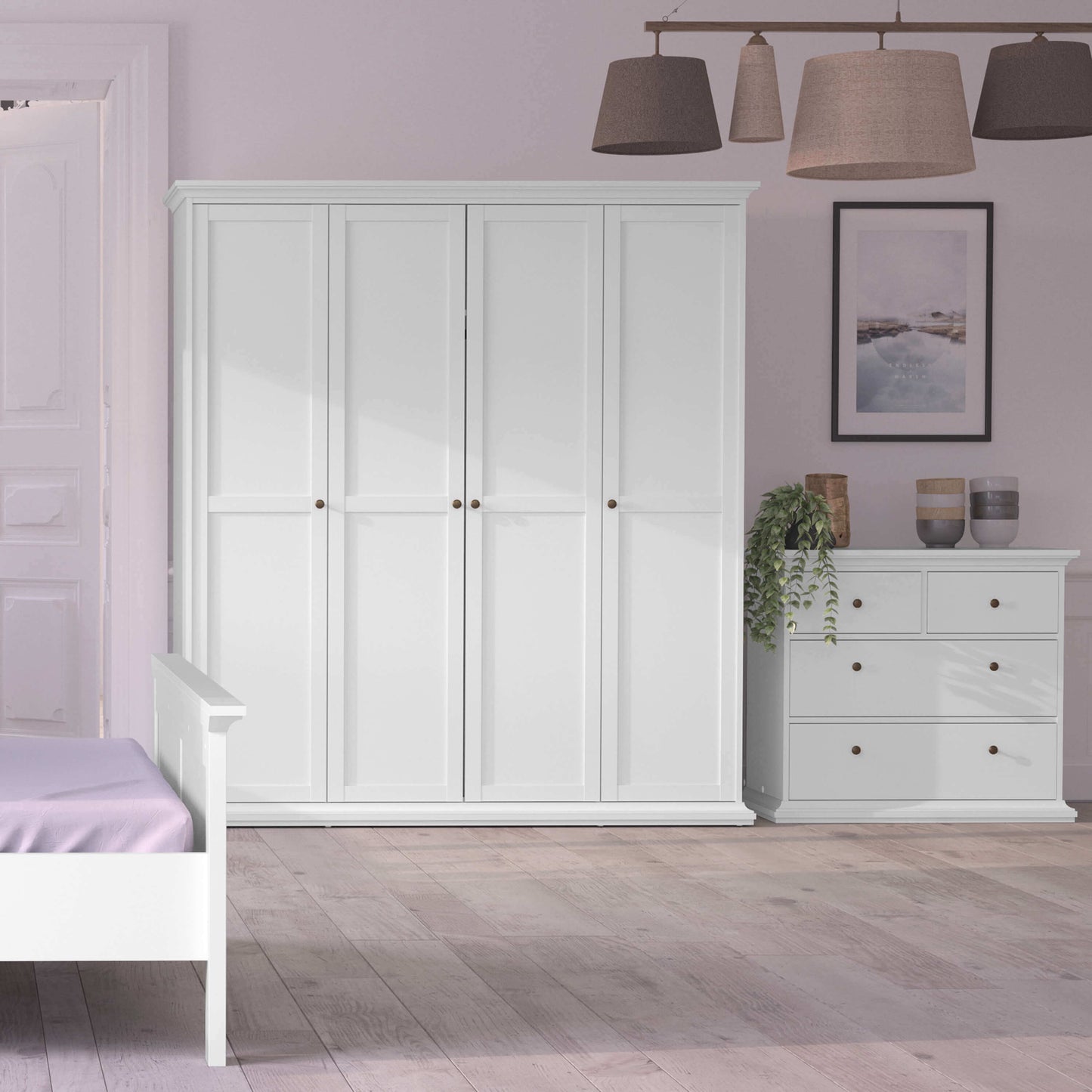 Paris Wardrobe with 4 Doors in White - 4 Door Wardrobe ModelBedroom