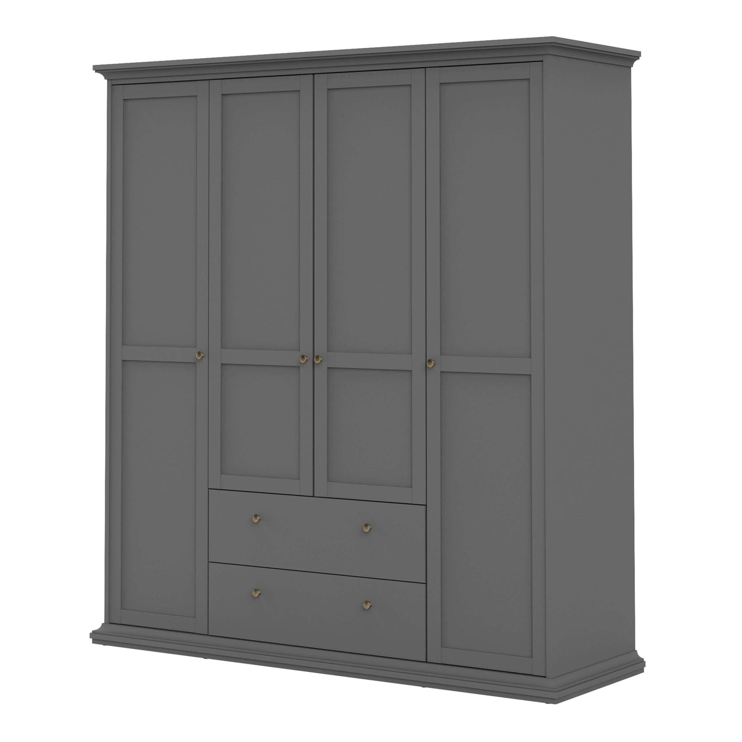 Paris Wardrobe with 4 Doors and 2 Drawers in Matt Grey - 4 door wardrobe with drawers ModelBedroom